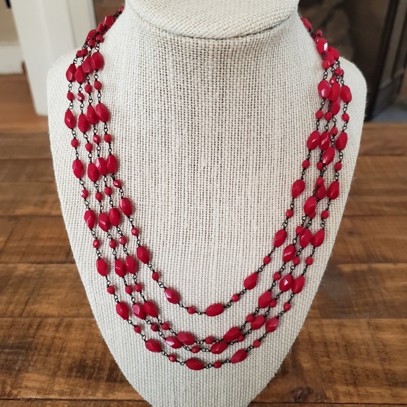 🇺🇸Red Beaded Necklace - Picture 2 of 5